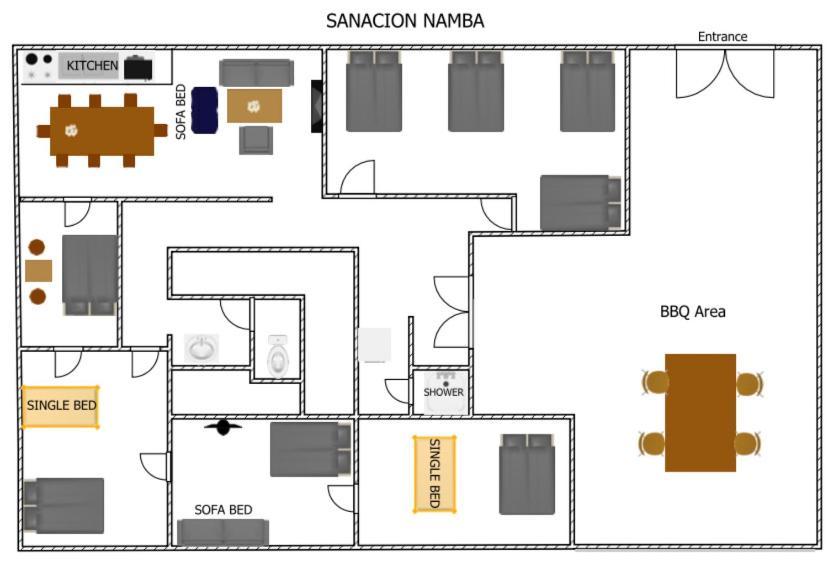 Sanacion Namba 難波千日前の5ldk120平米 駅徒歩2分 広々バルコニーでバーベキューも可能 *